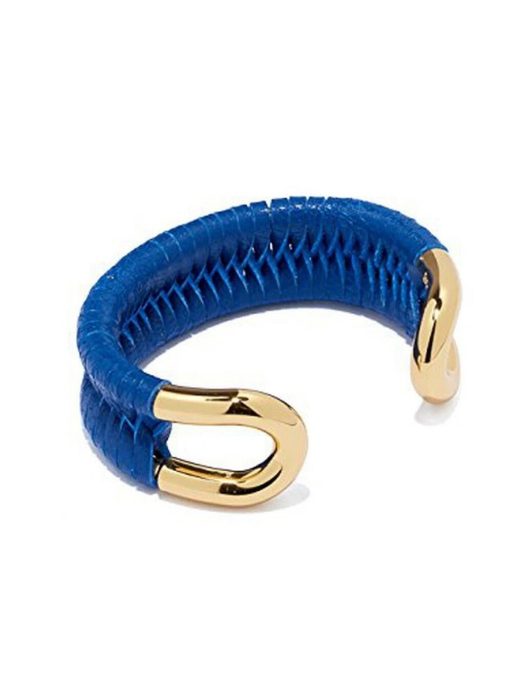 NWT, Giles & Brother Leather Wrapped Skinny Cortina Gold Finish Blue Cuff